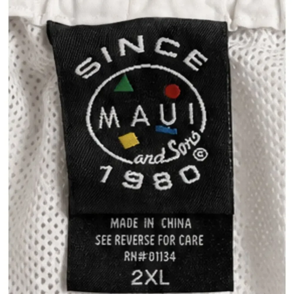 Maui and Sons Floral Board Shorts Swim Trunks White Blue Gray Men’s Size 2XL